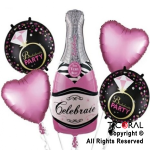 SET DE GLOBOS METALIZADO CELEBRATE DESPEDIDA DE SOLTERA 5 UNIDADES X 1